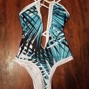 Tropical one piece swimsuit